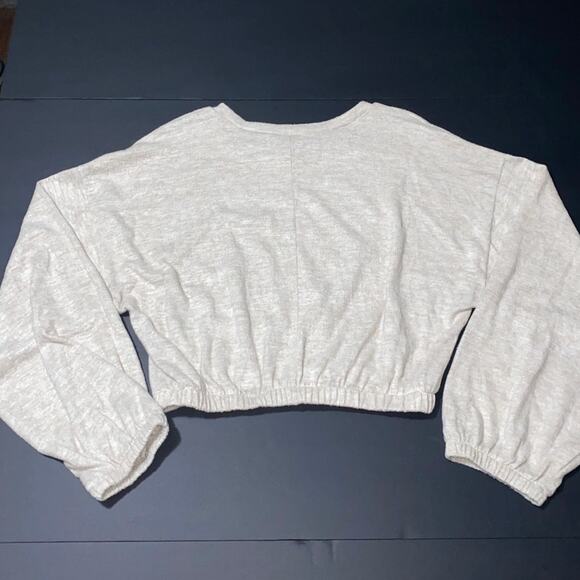 F21 Women's Cropped Sweater Top Long Sleeve Size Large Oatmeal Forever 21 Fall - Picture 2 of 10